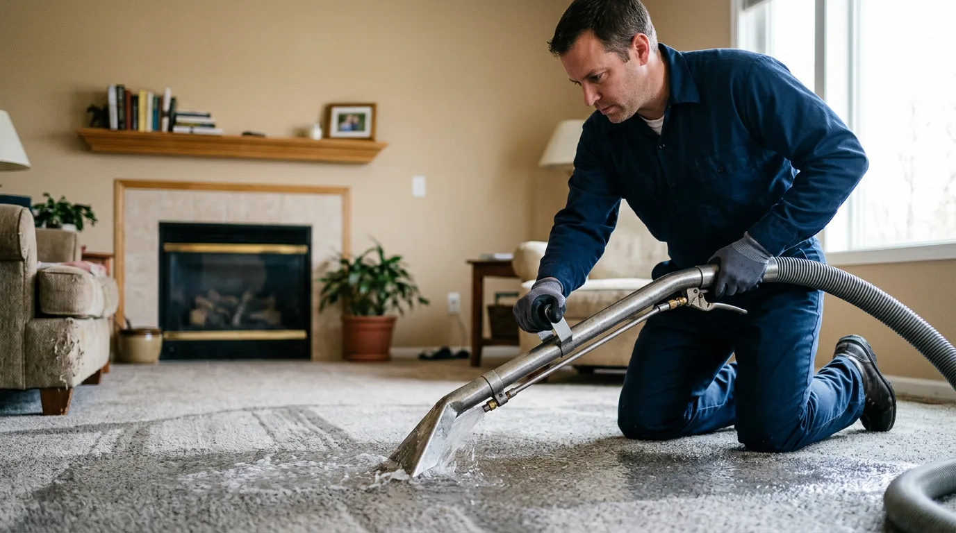 Water damage restoration technician working near Schulter, OK